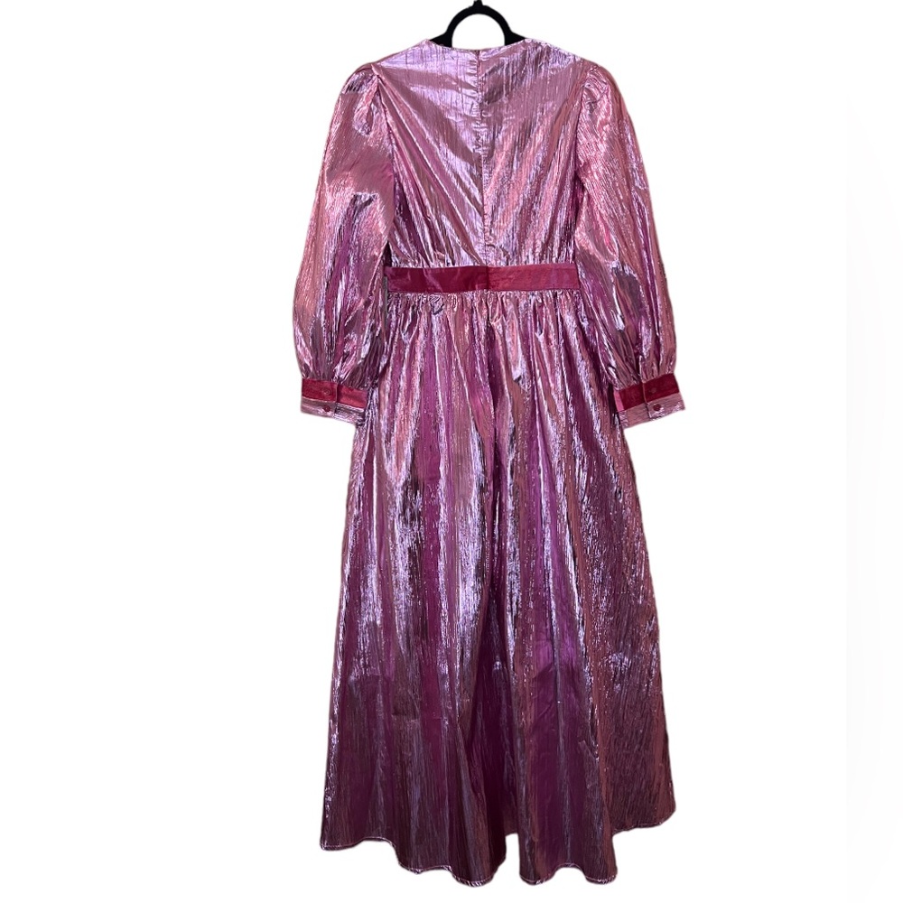 Tuckernuck Hyacinth House Pink Metallic Plisse Eloise Midi Dress Sz S - Picture 8 of 15